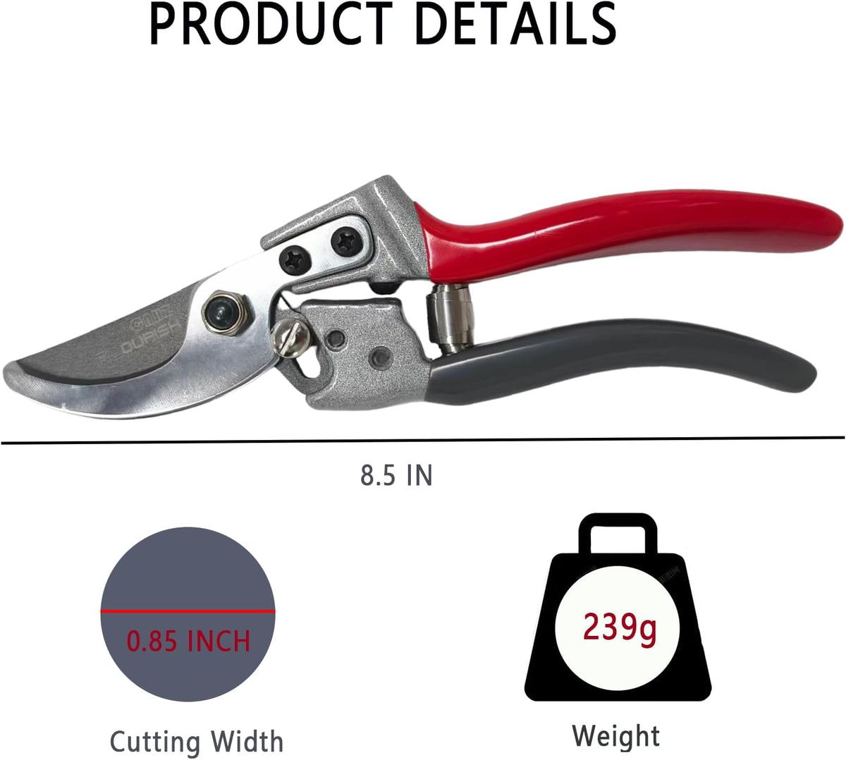 Pruning Shears for Gardening, 8.5" SK5 Steel Pruners