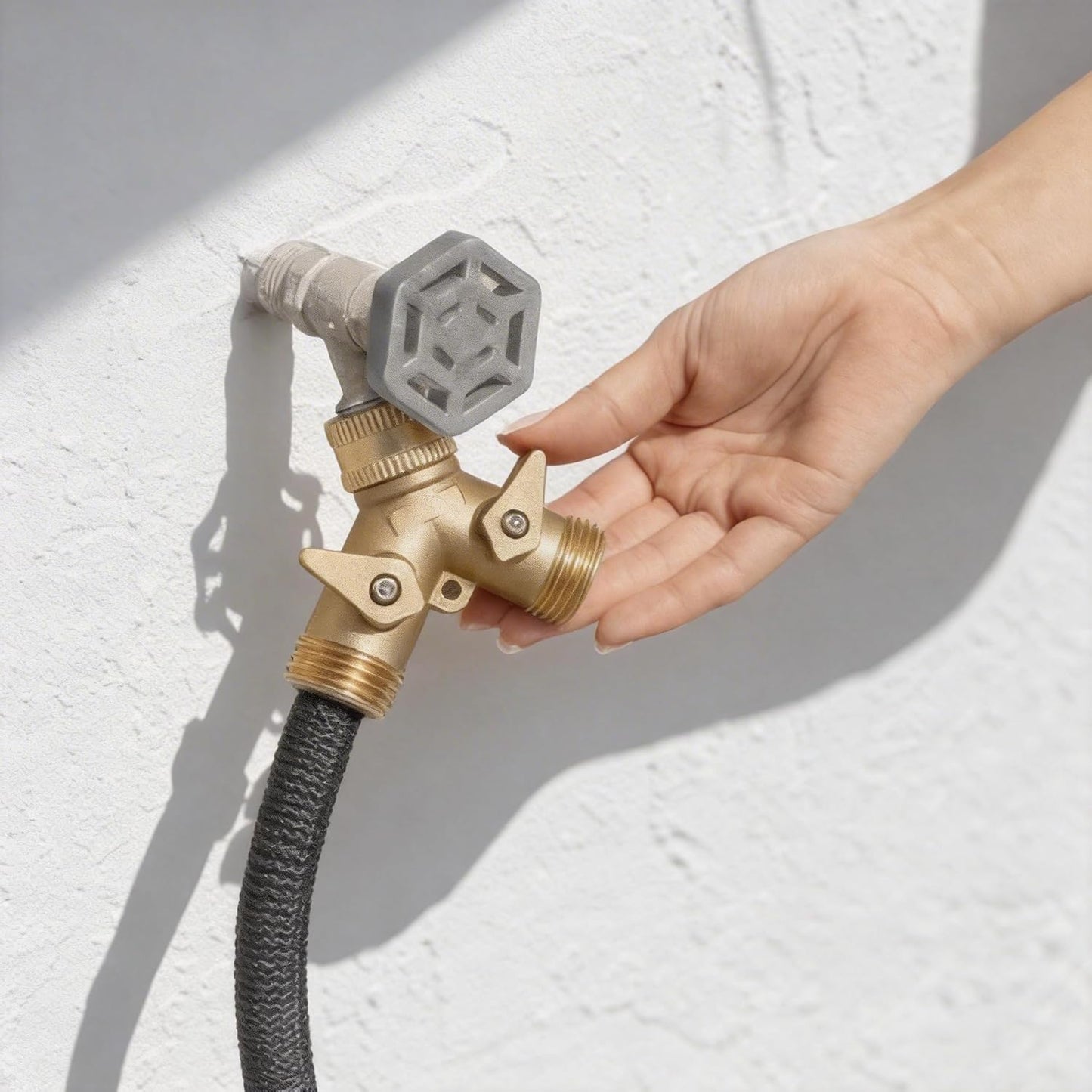 ‌ 2 Way Garden Hose Splitter, 3/4" Heavy Duty Solid Brass Hose Y Splitter With 2 Shut-off for Outdoor Faucet & Garden Hose