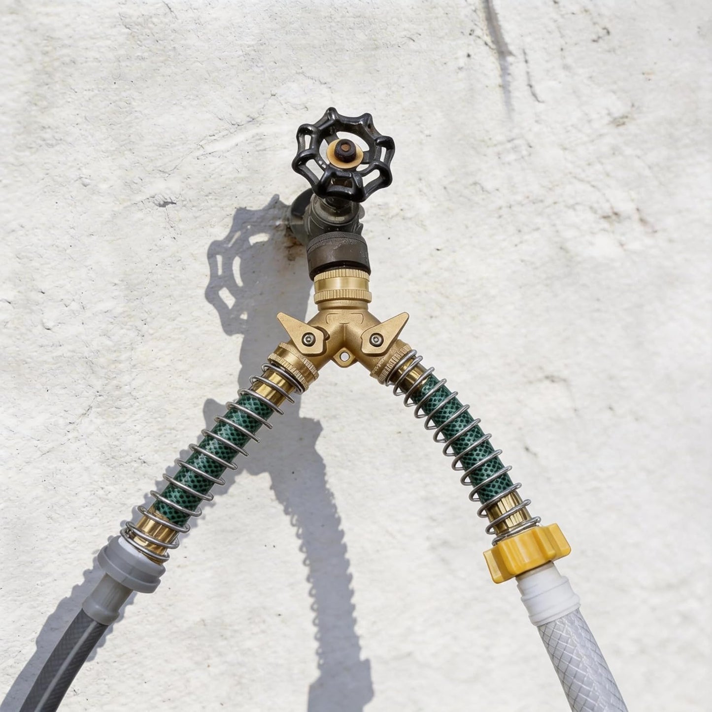 ‌ 2 Way Garden Hose Splitter, 3/4" Heavy Duty Solid Brass Hose Y Splitter With 2 Shut-off for Outdoor Faucet & Garden Hose