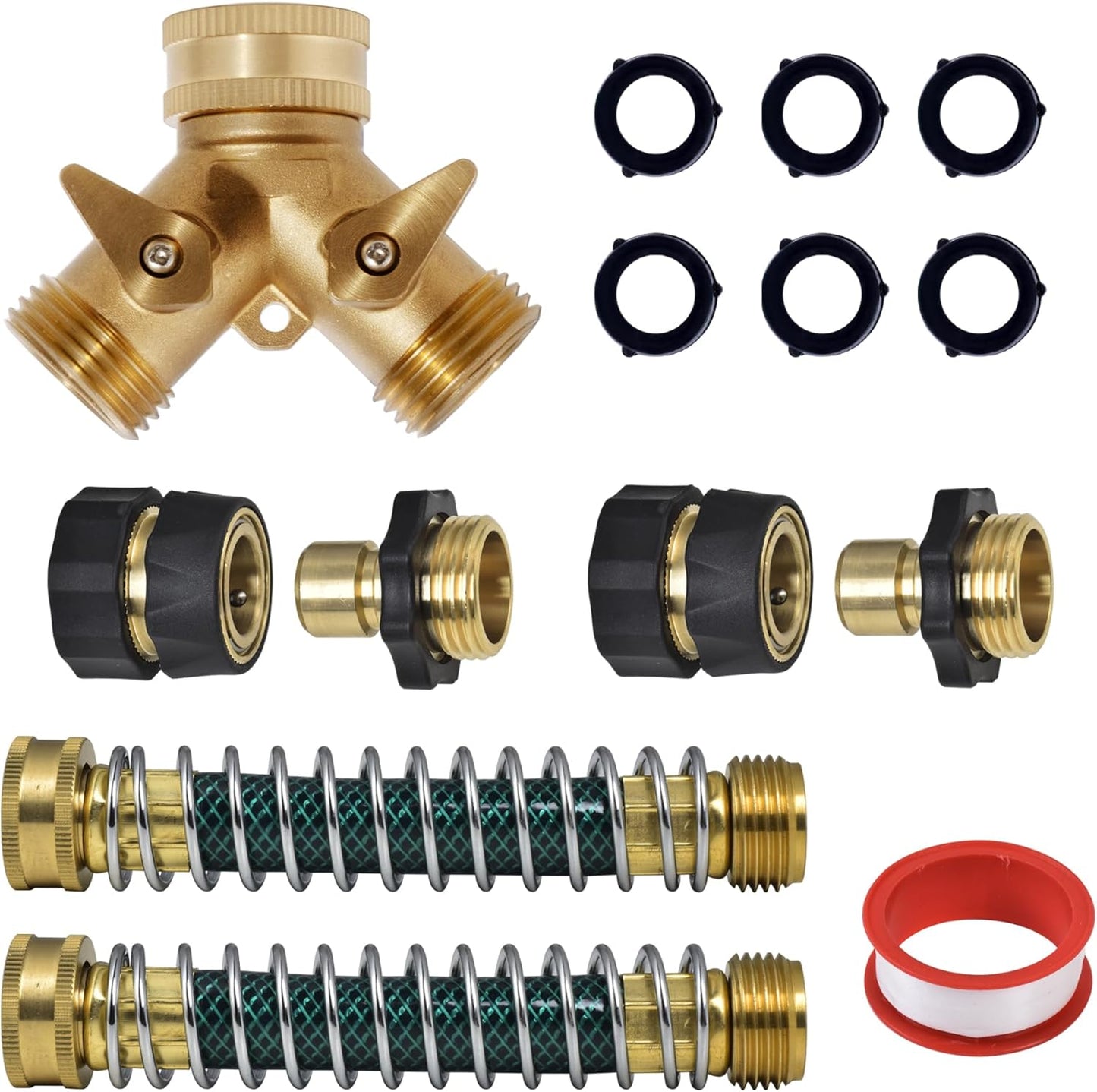 ‌ 2 Way Garden Hose Splitter, 3/4" Heavy Duty Solid Brass Hose Y Splitter With 2 Shut-off for Outdoor Faucet & Garden Hose