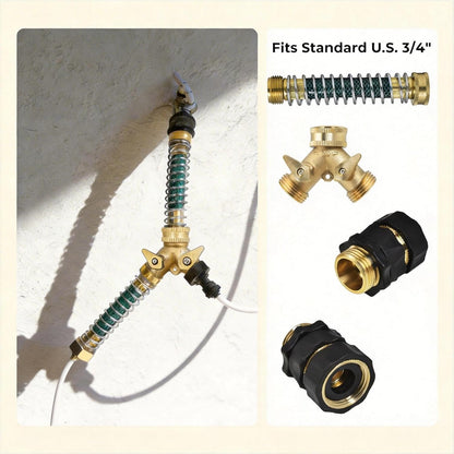 ‌ 2 Way Garden Hose Splitter, 3/4" Heavy Duty Solid Brass Hose Y Splitter With 2 Shut-off for Outdoor Faucet & Garden Hose