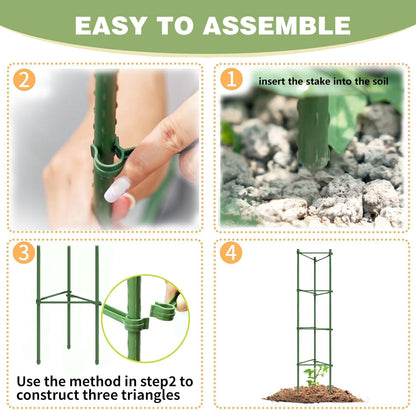 6 Pack Tomato Cage for Garden, 48 Inches Metal Garden Stakes, Plant Support Cages Trellis for Garden and Pots, Tomato Trellis for Potted Plants, Trellis for Climbing Plants Outdoor,Green