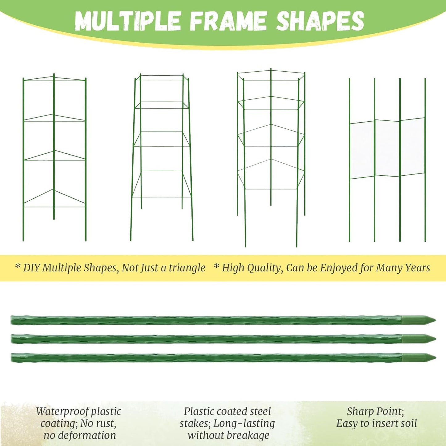 6 Pack Tomato Cage for Garden, 48 Inches Metal Garden Stakes, Plant Support Cages Trellis for Garden and Pots, Tomato Trellis for Potted Plants, Trellis for Climbing Plants Outdoor,Green