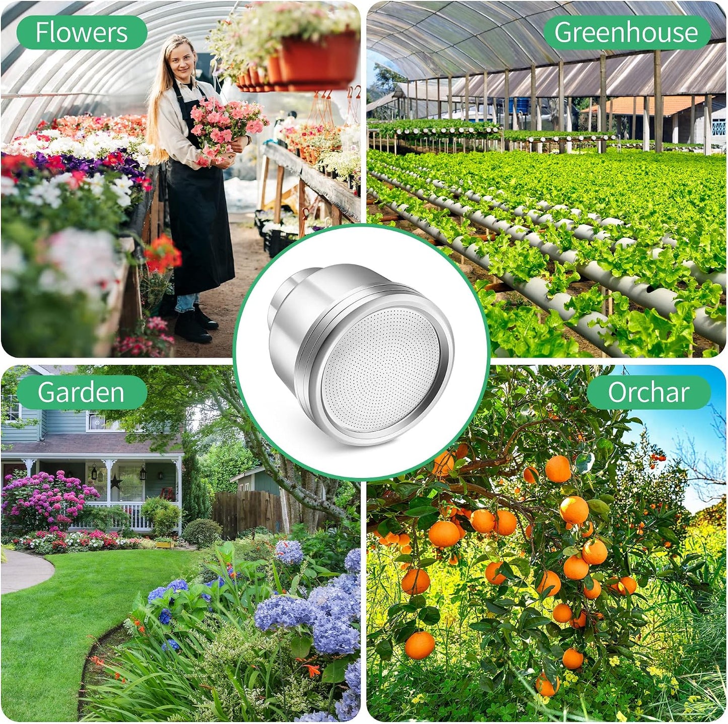 Water Nozzle with 2000 Tiny Holes, 3/4'' Aluminium Alloy Water Hose Nozzle with PTFE Thread Seal Tape for Outdoor Garden Watering Flowers, Plants, Greenhouse, Nurseryman, Container