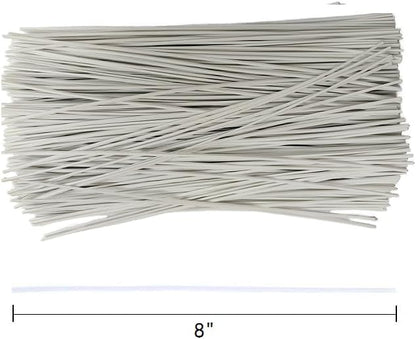 300 Pcs Plastic Twist Ties, Garden Plant Twist Tie Cable Tie, Plastic Cable Ties for Bread Candy Bags, Gift Bags (White,8 inches)
