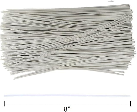 300 Pcs Plastic Twist Ties, Garden Plant Twist Tie Cable Tie, Plastic Cable Ties for Bread Candy Bags, Gift Bags (White,8 inches)