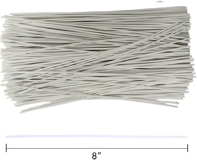 300 Pcs Plastic Twist Ties, Garden Plant Twist Tie Cable Tie, Plastic Cable Ties for Bread Candy Bags, Gift Bags (White,8 inches)
