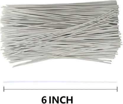 300 Pcs Plastic Twist Ties, Garden Plant Twist Tie Cable Tie, Plastic Cable Ties for Bread Candy Bags, Gift Bags (White,8 inches)