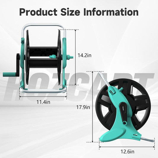 Garden Hose Reel Cart,Hose Holder Up to 50-100 Feet of 5/8" Hose,Wall Mounted Water Hose Reel,Portable Hose Reels for Outside Car Washing, Watering
