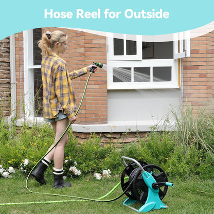 Garden Hose Reel Cart,Hose Holder Up to 50-100 Feet of 5/8" Hose,Wall Mounted Water Hose Reel,Portable Hose Reels for Outside Car Washing, Watering