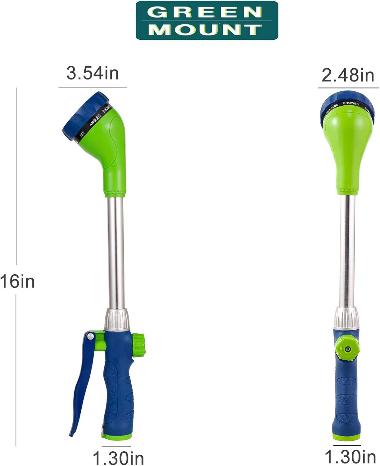 Watering Wand 16-Inch, Heavy Duty Garden Wand with 8 Spray Patterns | Ergonomic & Lightweight for Easy Watering | Ideal for Hanging Baskets, Potted Plants, Window Boxes，Blackish Green