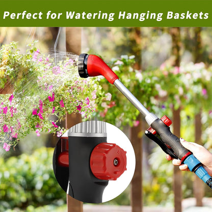 Watering Wand 16-Inch, Heavy Duty Garden Wand with 8 Spray Patterns | Ergonomic & Lightweight for Easy Watering | Ideal for Hanging Baskets, Potted Plants, Window Boxes，Blackish Green