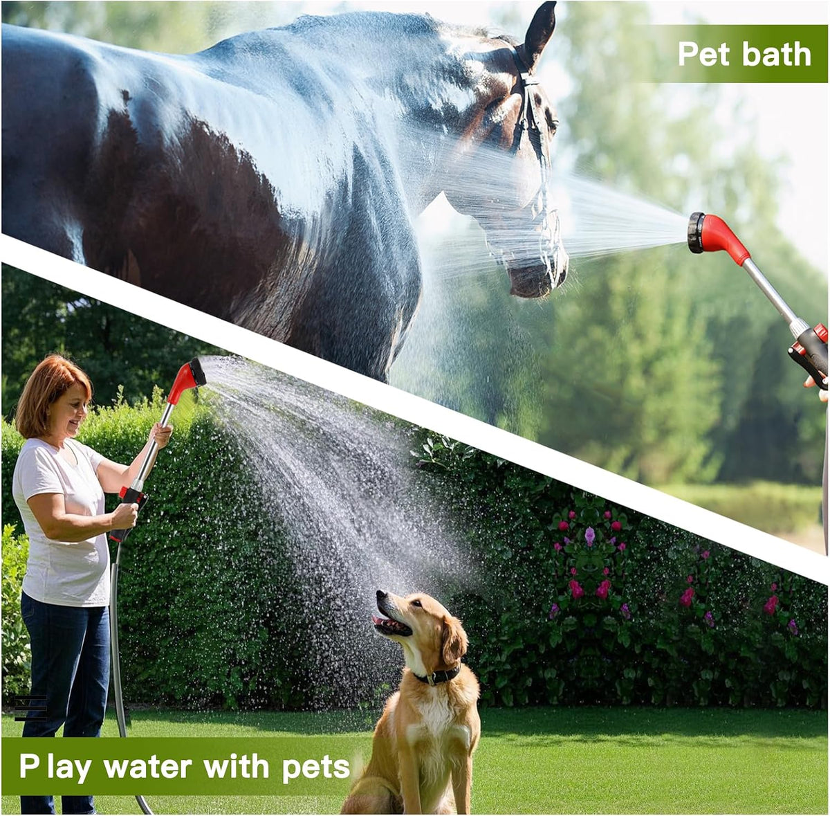 Watering Wand 16-Inch, Heavy Duty Garden Wand with 8 Spray Patterns | Ergonomic & Lightweight for Easy Watering | Ideal for Hanging Baskets, Potted Plants, Window Boxes，Blackish Green