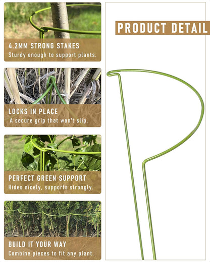 6-Pack Plant Support Stakes, Steel Stakes for Indoor Plants, Monstera & Peony Support, Tall Plant Sticks for Snake Plant, Climbing Vines, Metal Garden Stakes (10" W x 15.8" H)