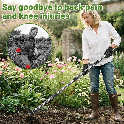 2 in 1 Weeding Puller Tool with Long Handle, 11 Tooth Manual Weed Remover Easy to Install, Uprooting Weed Pulling Tool for Yard, Lawn, Patio and Garden