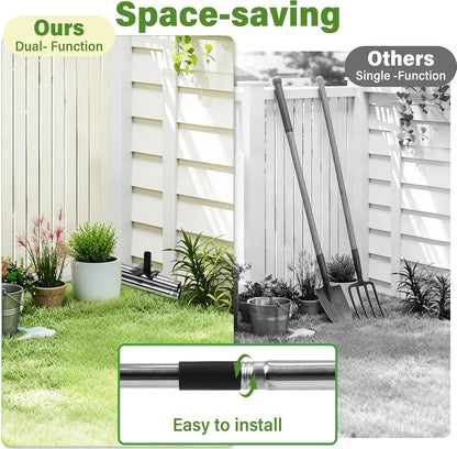 2 in 1 Weeding Puller Tool with Long Handle, 11 Tooth Manual Weed Remover Easy to Install, Uprooting Weed Pulling Tool for Yard, Lawn, Patio and Garden