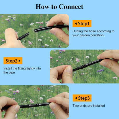 300 Pcs Barbed Connectors Irrigation Fittings Kit, Drip Irrigation Fittings 1/4” Tubing Connectors for Drip or Sprinkler Systems-Couplings, Single Barbs, End Plugs, Elbows, Tees, 4-Way Coupler