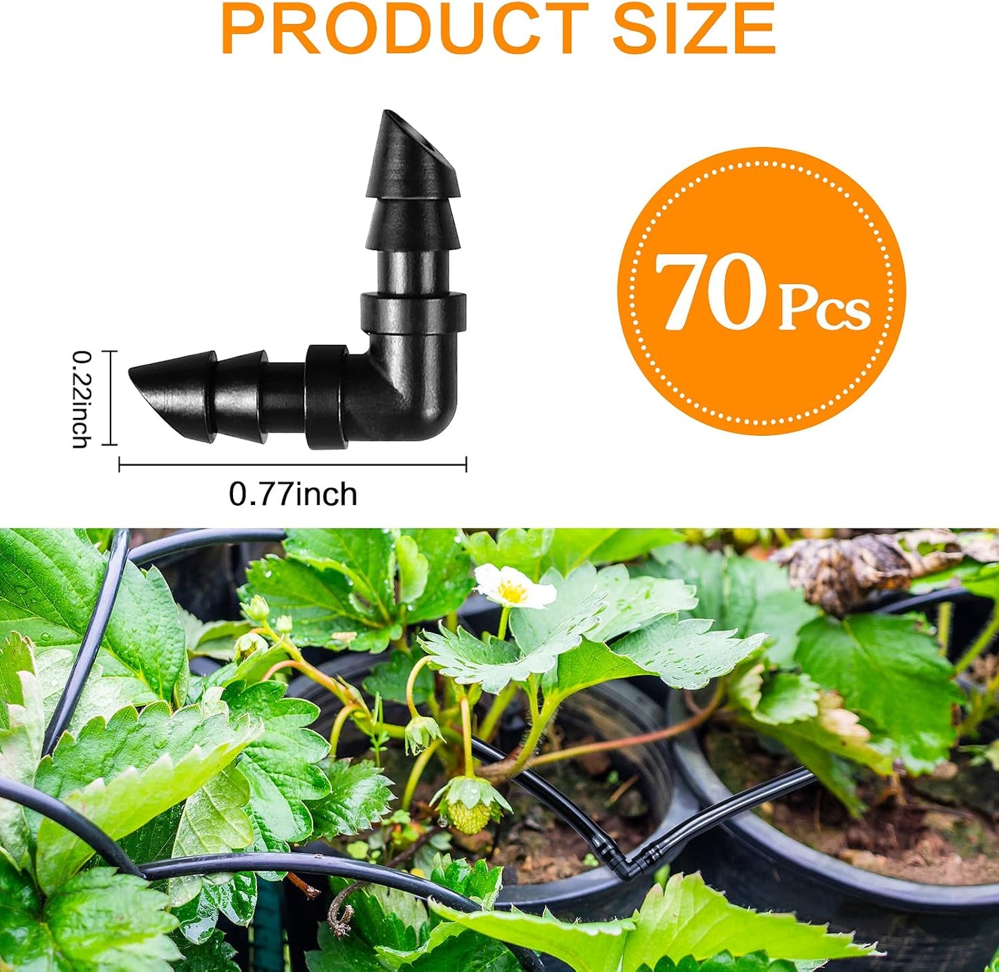 300 Pcs Barbed Connectors Irrigation Fittings Kit, Drip Irrigation Fittings 1/4” Tubing Connectors for Drip or Sprinkler Systems-Couplings, Single Barbs, End Plugs, Elbows, Tees, 4-Way Coupler