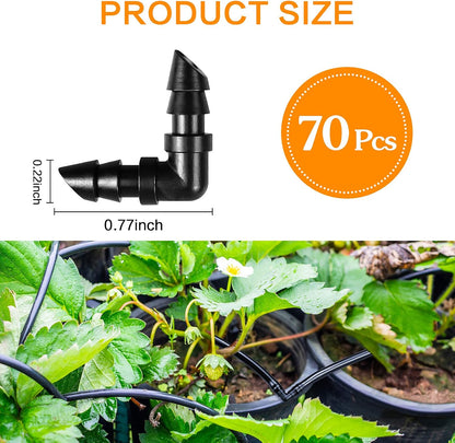 300 Pcs Barbed Connectors Irrigation Fittings Kit, Drip Irrigation Fittings 1/4” Tubing Connectors for Drip or Sprinkler Systems-Couplings, Single Barbs, End Plugs, Elbows, Tees, 4-Way Coupler