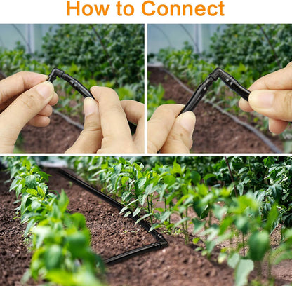 300 Pcs Barbed Connectors Irrigation Fittings Kit, Drip Irrigation Fittings 1/4” Tubing Connectors for Drip or Sprinkler Systems-Couplings, Single Barbs, End Plugs, Elbows, Tees, 4-Way Coupler