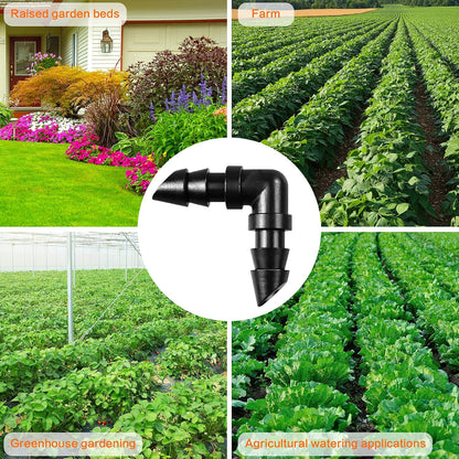 300 Pcs Barbed Connectors Irrigation Fittings Kit, Drip Irrigation Fittings 1/4” Tubing Connectors for Drip or Sprinkler Systems-Couplings, Single Barbs, End Plugs, Elbows, Tees, 4-Way Coupler