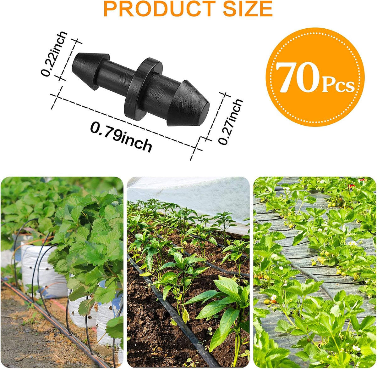 300 Pcs Barbed Connectors Irrigation Fittings Kit, Drip Irrigation Fittings 1/4” Tubing Connectors for Drip or Sprinkler Systems-Couplings, Single Barbs, End Plugs, Elbows, Tees, 4-Way Coupler