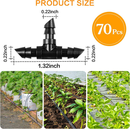 300 Pcs Barbed Connectors Irrigation Fittings Kit, Drip Irrigation Fittings 1/4” Tubing Connectors for Drip or Sprinkler Systems-Couplings, Single Barbs, End Plugs, Elbows, Tees, 4-Way Coupler