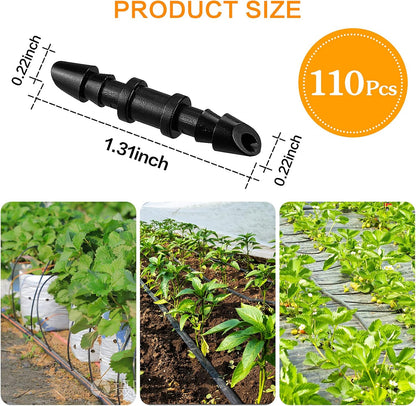 300 Pcs Barbed Connectors Irrigation Fittings Kit, Drip Irrigation Fittings 1/4” Tubing Connectors for Drip or Sprinkler Systems-Couplings, Single Barbs, End Plugs, Elbows, Tees, 4-Way Coupler