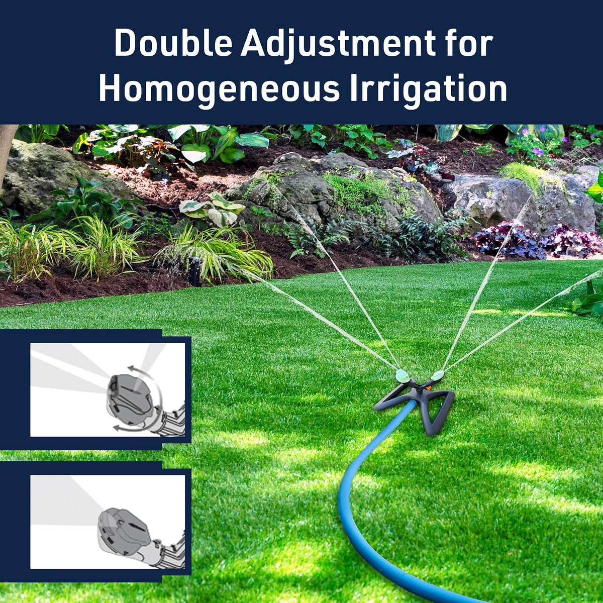 Garden Sprinkler for Yard - Rotating Lawn Sprinkler with Adjustable Spray Settings for Large Area Coverage - Garden Watering System for Outdoor Plants and Yard (Mint/Black)