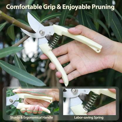 4PACK Pruning Shears, Stainless Steel Garden Shears, Sharp Handhled Gardening Scissors, Bypass & Straight Blade Garden Clippers for Plants, Flowers, Fruits Trees, Gardening Gifts for Women & Men