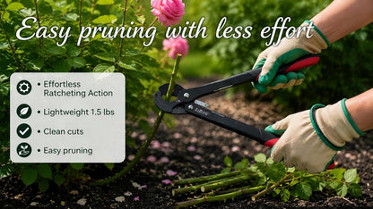 Ratchet Pruning Tree Loppers – Branch Cutter & Tree Trimmer – Easy-Pruning Lopper – High Carbon American Steel Blade – Compact Professional Garden Tool