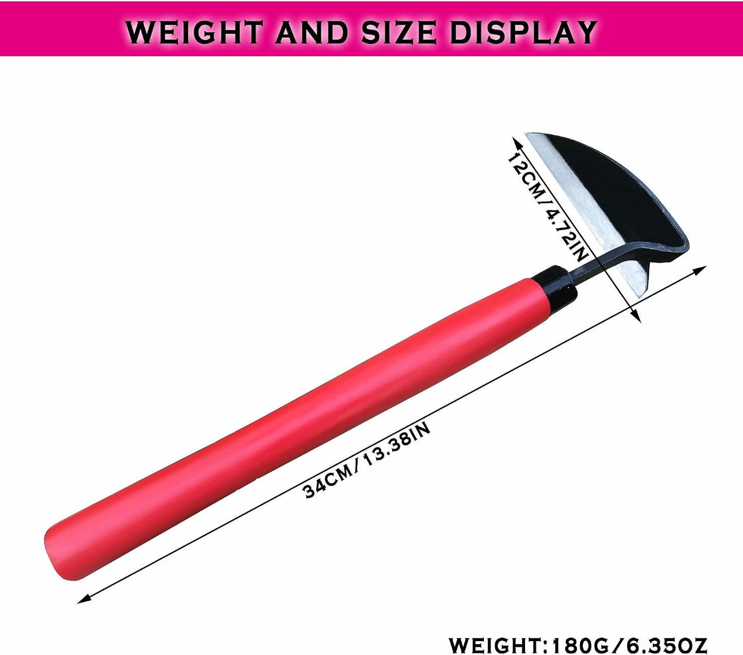 Japanese Weeding Sickle Hoe Gardening Tools 13-Inch Weed Remover Tool High-Carbon Steel One-Piece Molding with Hard Solid Wood Handle(Snake-Necked)