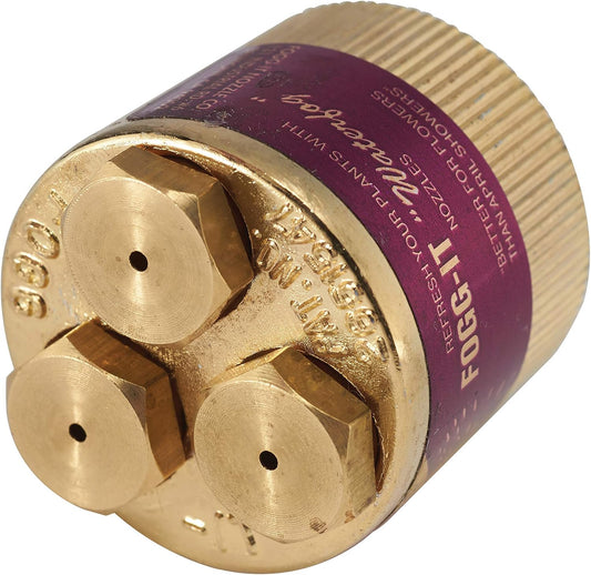 Fogg-It Mist Spray Nozzle with Brass Jets & Body, Perfect for Delicate Seedlings & Raising Humidty for Wilting Plants, Brass