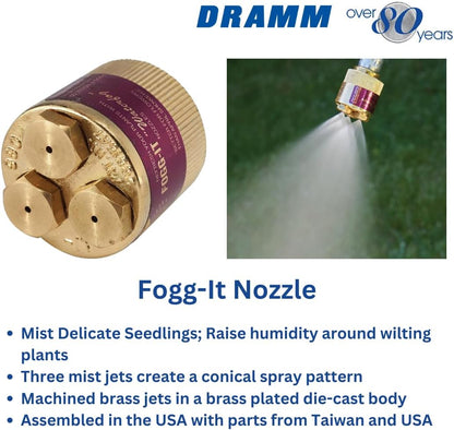 Fogg-It Mist Spray Nozzle with Brass Jets & Body, Perfect for Delicate Seedlings & Raising Humidty for Wilting Plants, Brass