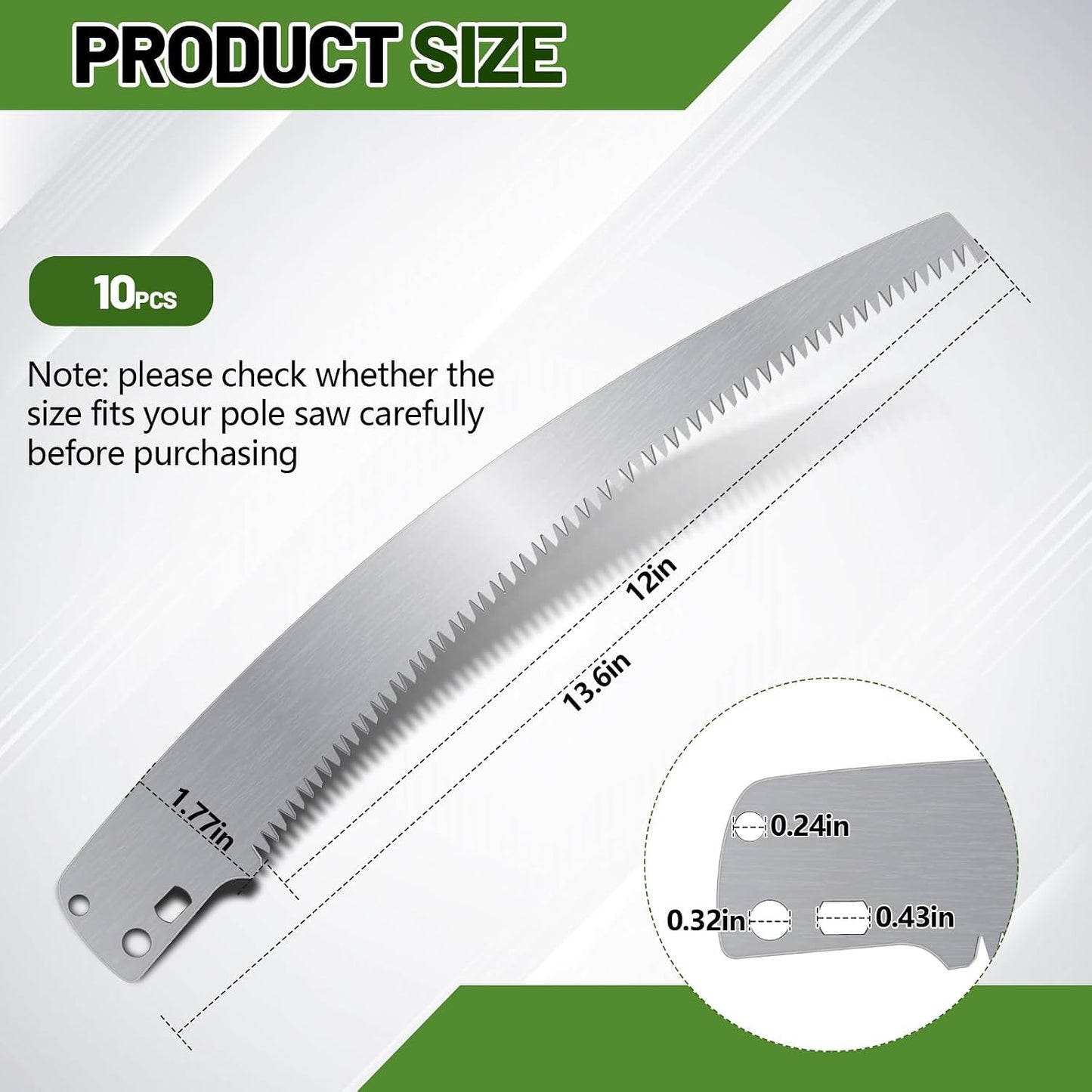 10 Pcs 12 Inch Pole Saw Blade Tree Pruner Replacement Blade Compatible with Corona TP 3841 TP 3811 TP 3714 TP 3712 TP 3702 TP 2712 TP 2612 TP 2512 Pruning Saws Trimmers, 3 Cutting Surface