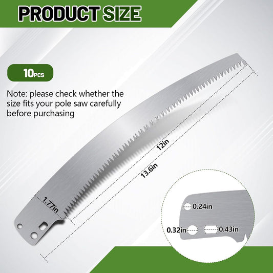 10 Pcs 12 Inch Pole Saw Blade Tree Pruner Replacement Blade Compatible with Corona TP 3841 TP 3811 TP 3714 TP 3712 TP 3702 TP 2712 TP 2612 TP 2512 Pruning Saws Trimmers, 3 Cutting Surface