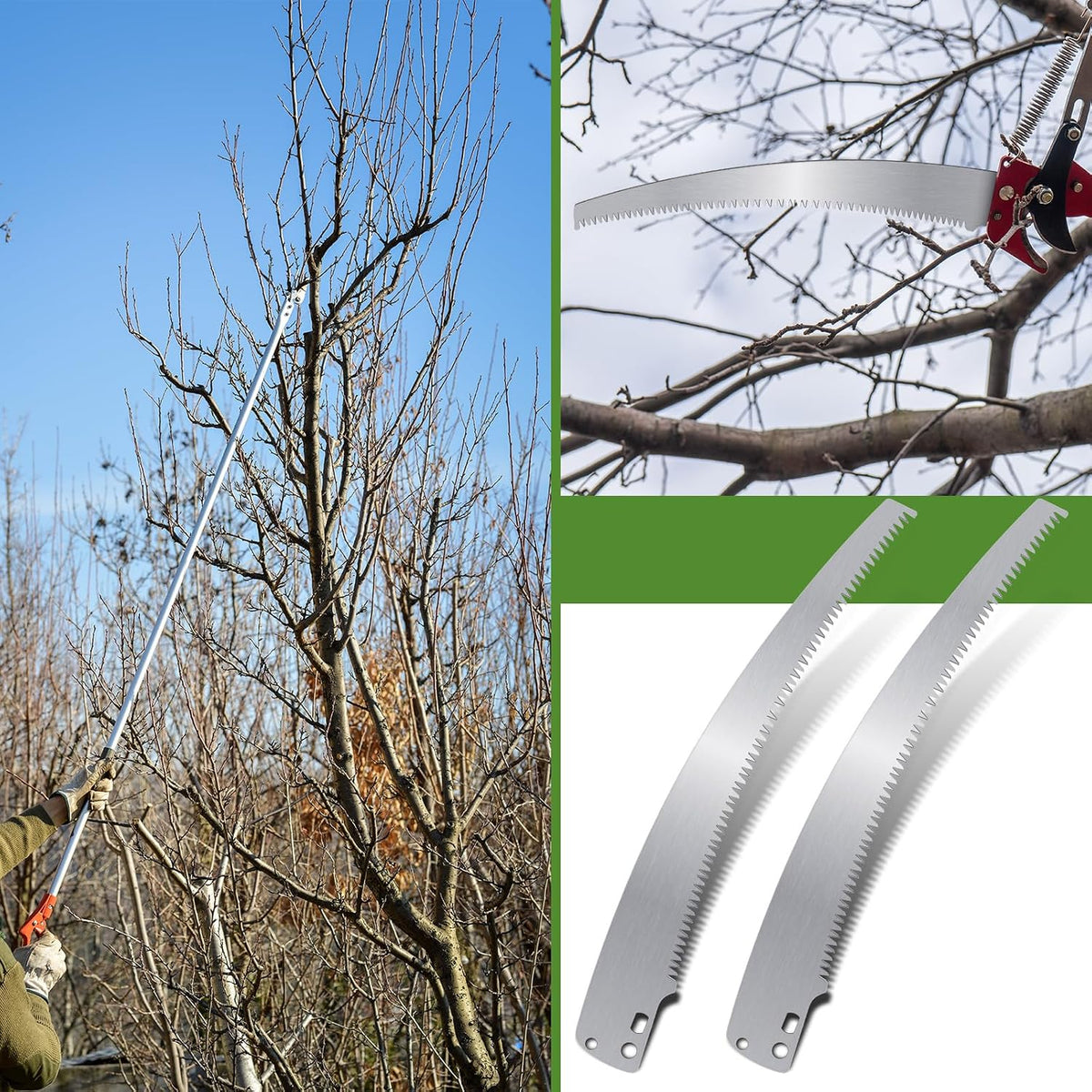 10 Pcs 12 Inch Pole Saw Blade Tree Pruner Replacement Blade Compatible with Corona TP 3841 TP 3811 TP 3714 TP 3712 TP 3702 TP 2712 TP 2612 TP 2512 Pruning Saws Trimmers, 3 Cutting Surface