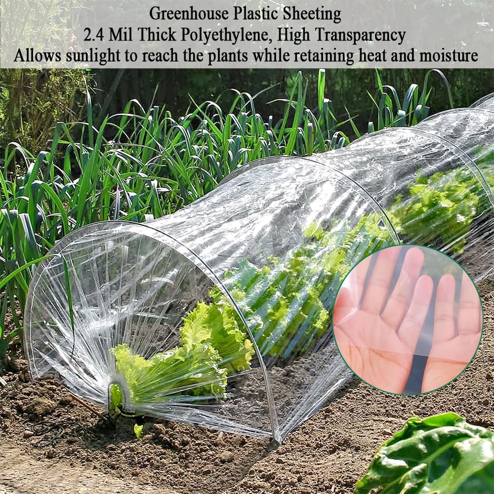 12 x 25 FT Lightweight Clear Plastic Sheeting, 2.4 Mil Poly Film