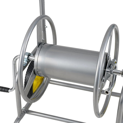 Garden Hose Reel Cart,Holds 230FT 5/8" or 300FT 1/2" Hose,10" Solid Tires, Foam Handle, Storage Basket for Yard, Lawn, Sliver