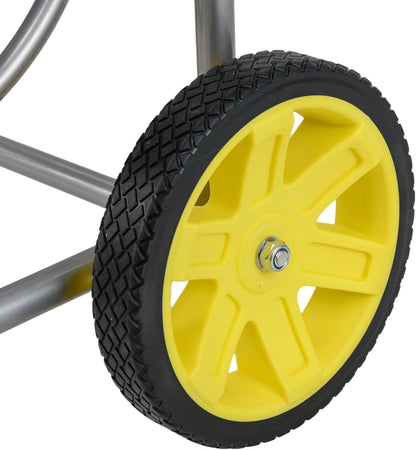 Garden Hose Reel Cart,Holds 230FT 5/8" or 300FT 1/2" Hose,10" Solid Tires, Foam Handle, Storage Basket for Yard, Lawn, Sliver