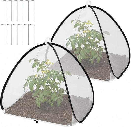 2Pcs Pop Up Insect Barrier Plant Cover Tent,Plant Protectors Mesh Enclosure