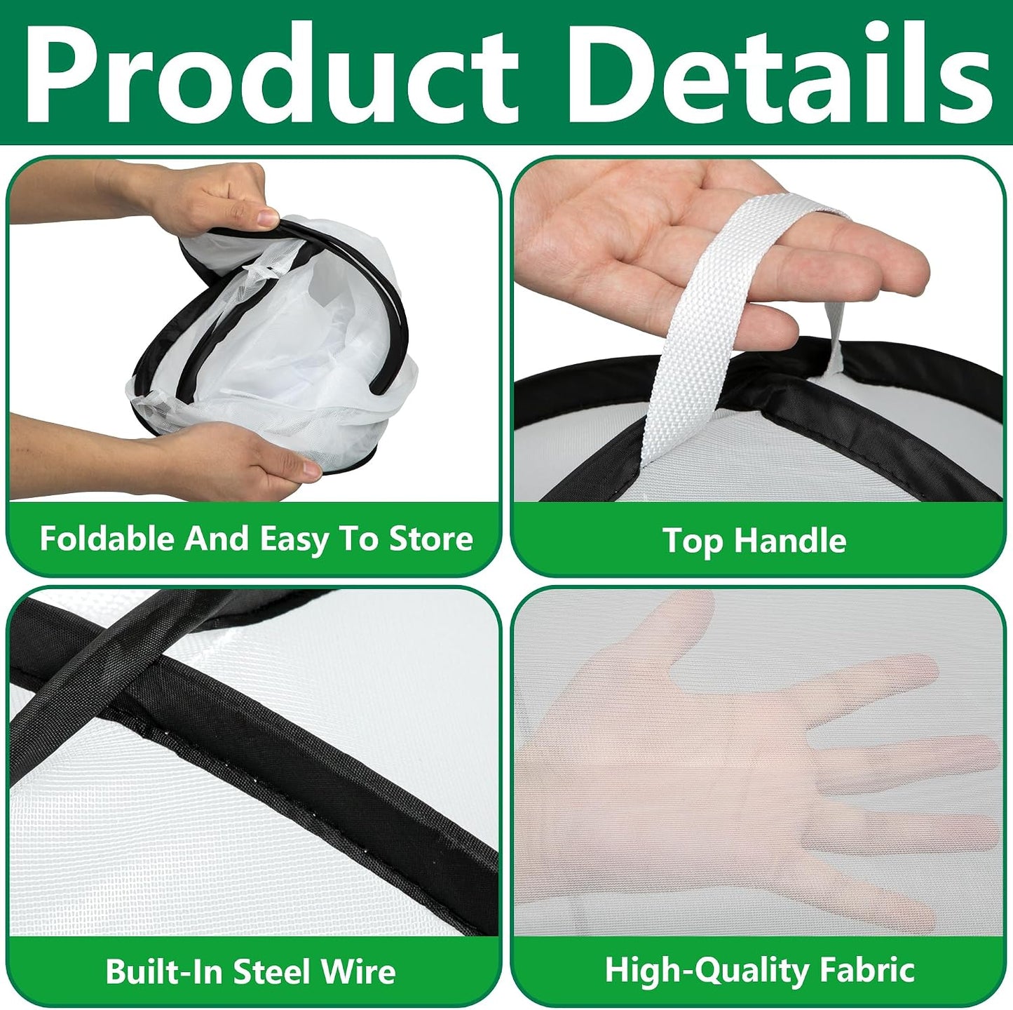 2Pcs Pop Up Insect Barrier Plant Cover Tent,Plant Protectors Mesh Enclosure