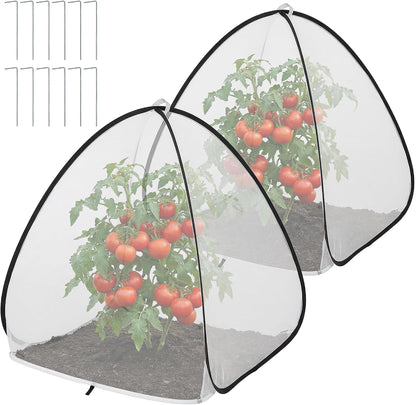 2Pcs Pop Up Insect Barrier Plant Cover Tent,Plant Protectors Mesh Enclosure