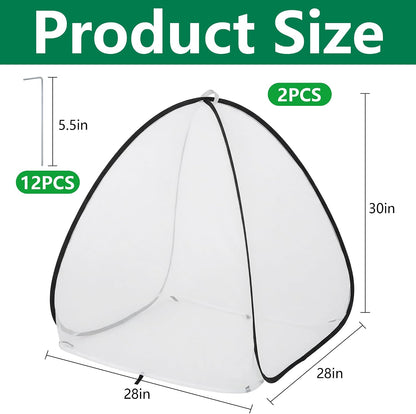 2Pcs Pop Up Insect Barrier Plant Cover Tent,Plant Protectors Mesh Enclosure