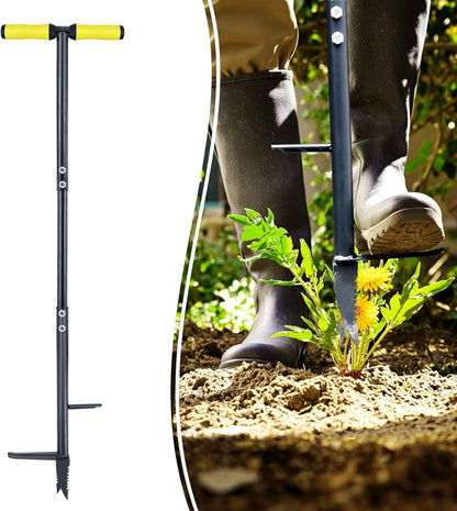 Weed Remover Tool 39’’, Weed Puller Root Remover with Thick Steel Claw, Long Handled Weeding Tool with Easy Foot Ejector, Stand Up Garden Weeder Tool for Lawn Grass Dandelion Removal