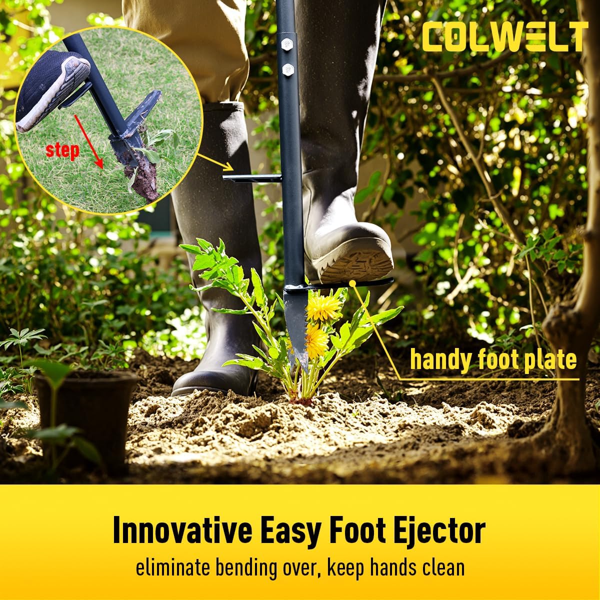Weed Remover Tool 39’’, Weed Puller Root Remover with Thick Steel Claw, Long Handled Weeding Tool with Easy Foot Ejector, Stand Up Garden Weeder Tool for Lawn Grass Dandelion Removal