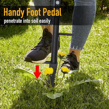 Weed Remover Tool 39’’, Weed Puller Root Remover with Thick Steel Claw, Long Handled Weeding Tool with Easy Foot Ejector, Stand Up Garden Weeder Tool for Lawn Grass Dandelion Removal