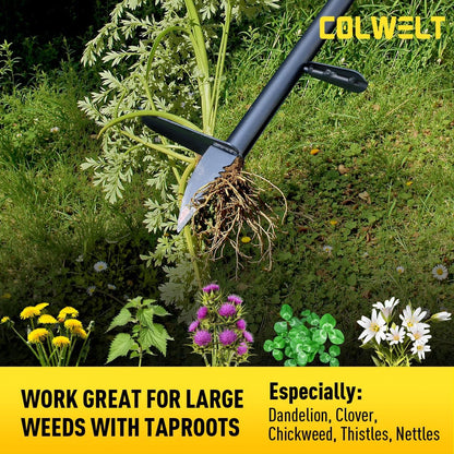 Weed Remover Tool 39’’, Weed Puller Root Remover with Thick Steel Claw, Long Handled Weeding Tool with Easy Foot Ejector, Stand Up Garden Weeder Tool for Lawn Grass Dandelion Removal