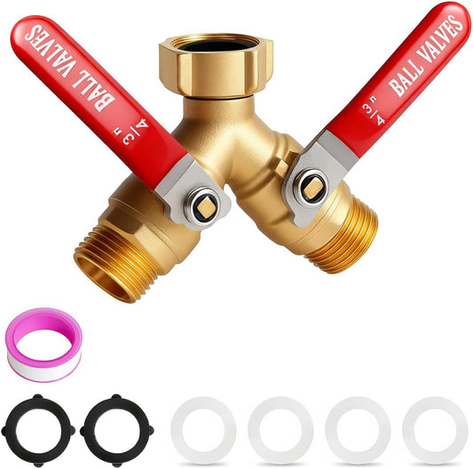 Garden Water Hose Splitter 2 Way Heavy Duty Brass Spigot Bib Dual Y Splitter Diverter Faucet