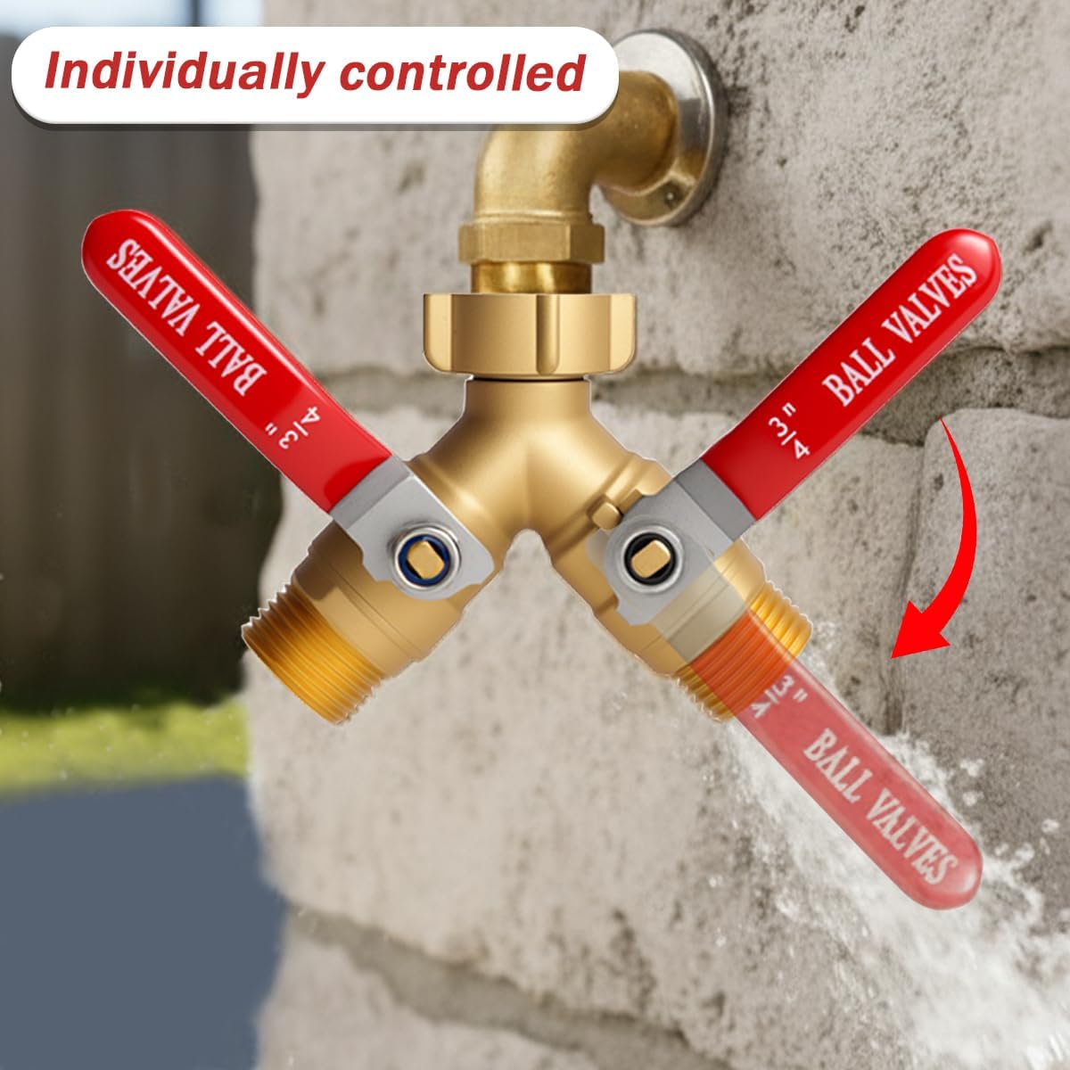 Garden Water Hose Splitter 2 Way Heavy Duty Brass Spigot Bib Dual Y Splitter Diverter Faucet